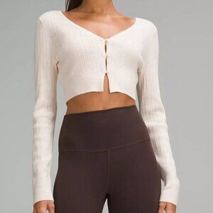 Rare Lululemon Ribbed Merino Wool Cropped Cardigan Women’s Size XL "Bone"